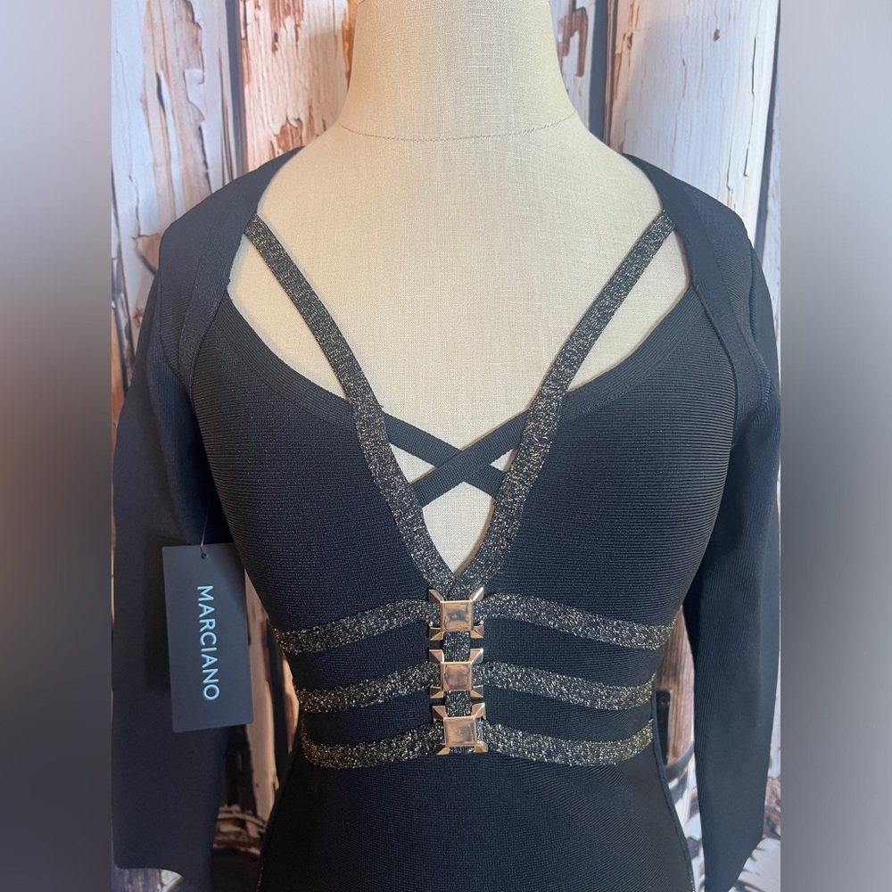 Marciano Black Dress with Gold Detailing - Picture 2 of 8